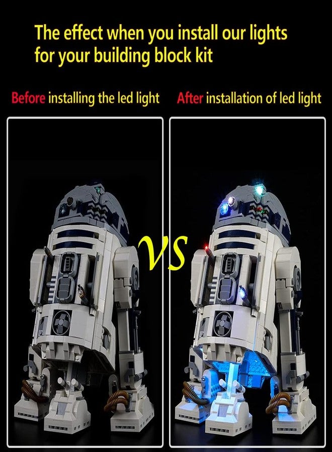 Kyglaring طقم إضاءة LED من Kyglaring متوافق مع مجموعة بناء Lego R2-D2 75308، ملحقات إضاءة مطورة لمكعبات بناء Star Wars R2 D2، مصابيح فقط (النموذج غير متضمن)، إصدار صوت RC - Image 3